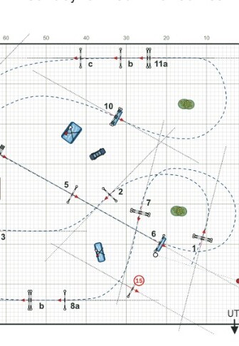 Drawn ride path with direction through fences on a to-scale sketch