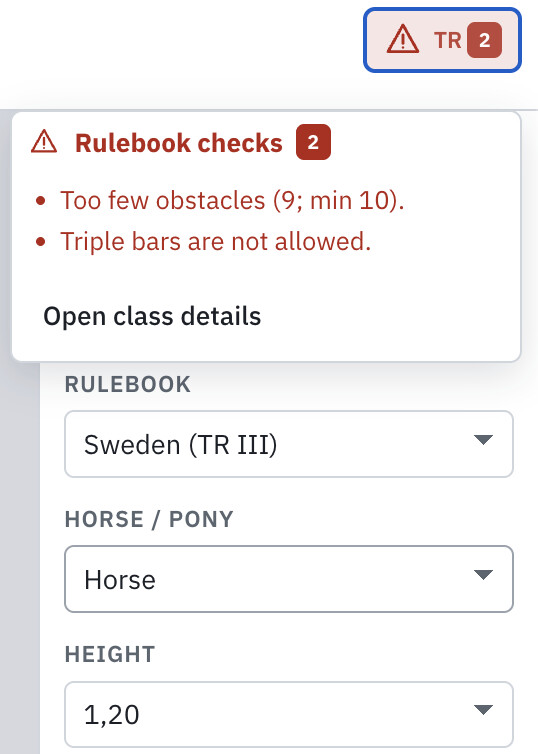 Rule check with warnings about fences and combinations