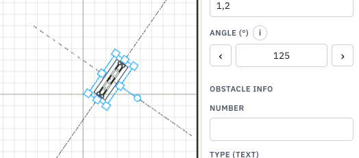 A selected fence with the angle control in the panel.