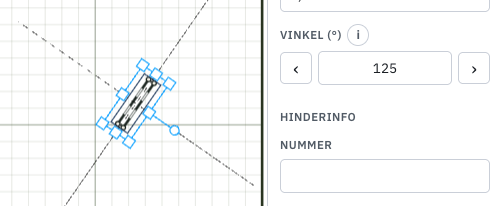 Markerat hinder med vinkelreglaget i panelen.